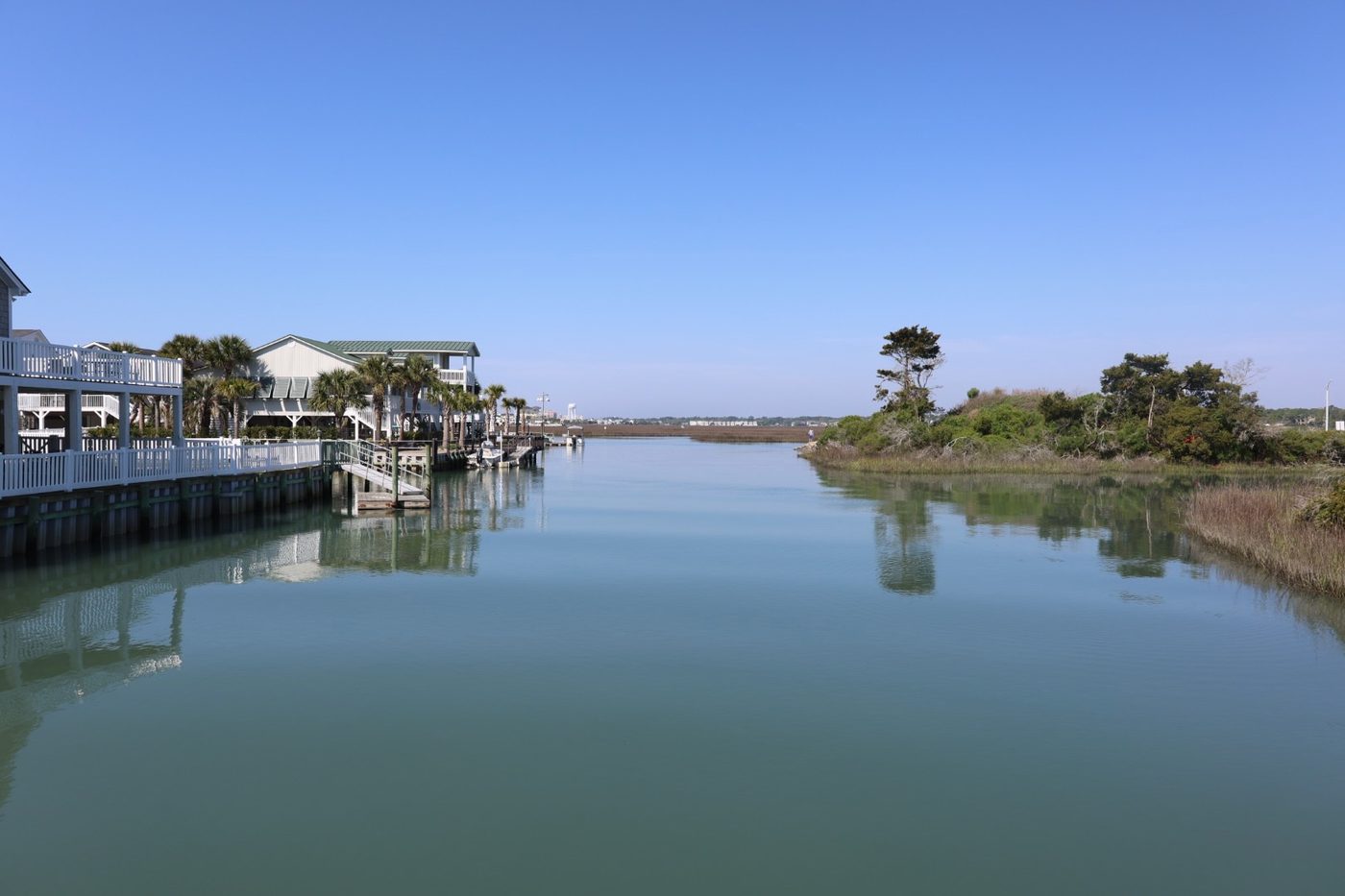 Looking south down the ICW waterway from Cherry Grove Park