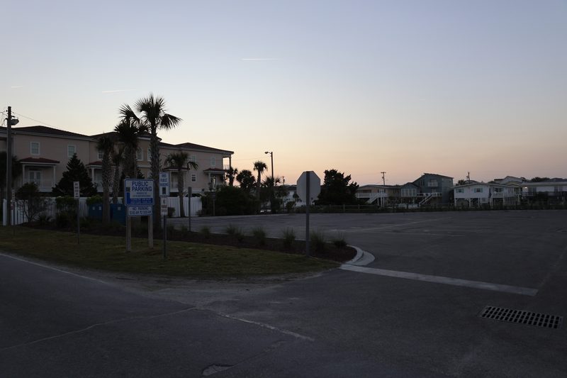 Soundside view of the paid parking lot at The Point, Cherry Grove Beach