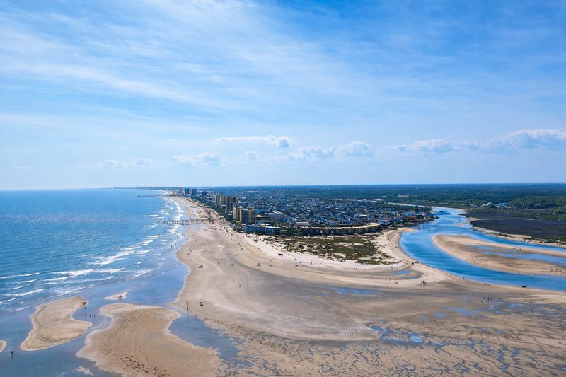 The Point at low tide — sandbar fully exposed